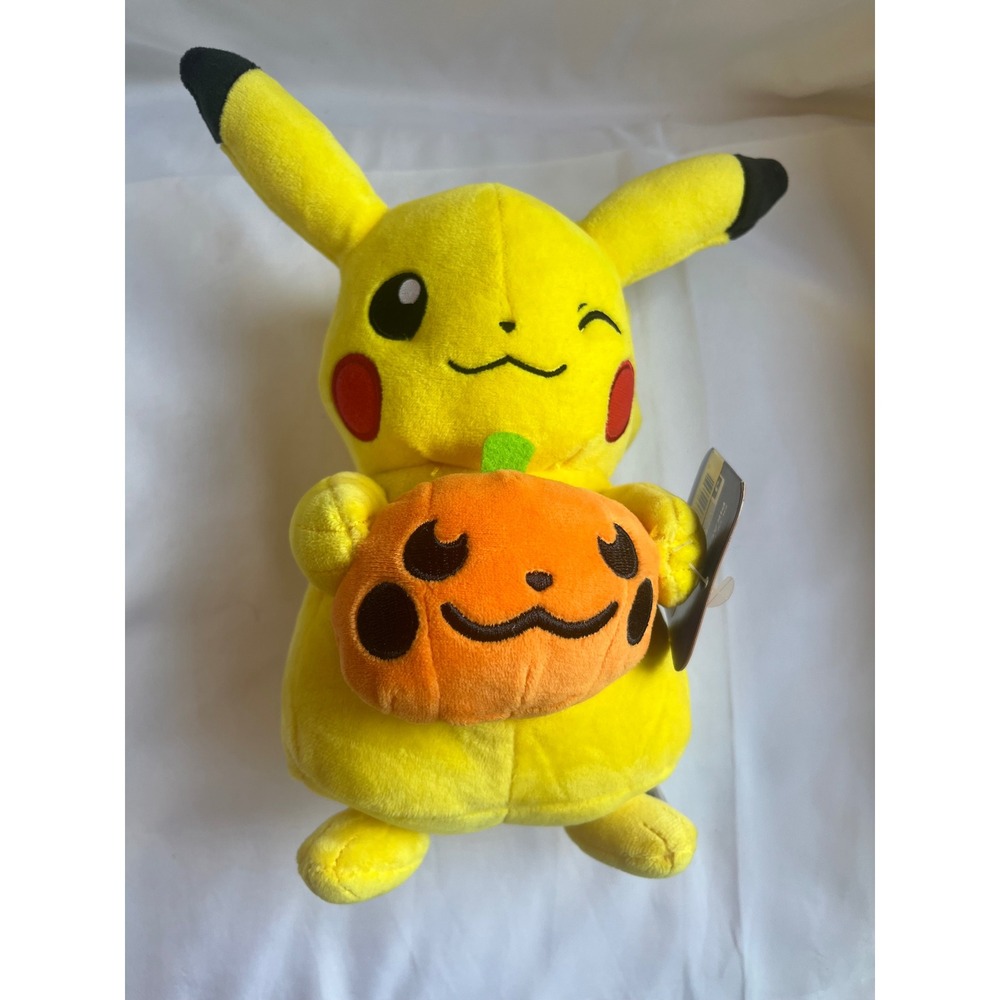 Pokemon Pikachu with Pumpkin 8 Inch Plush Halloween Decoration NWT